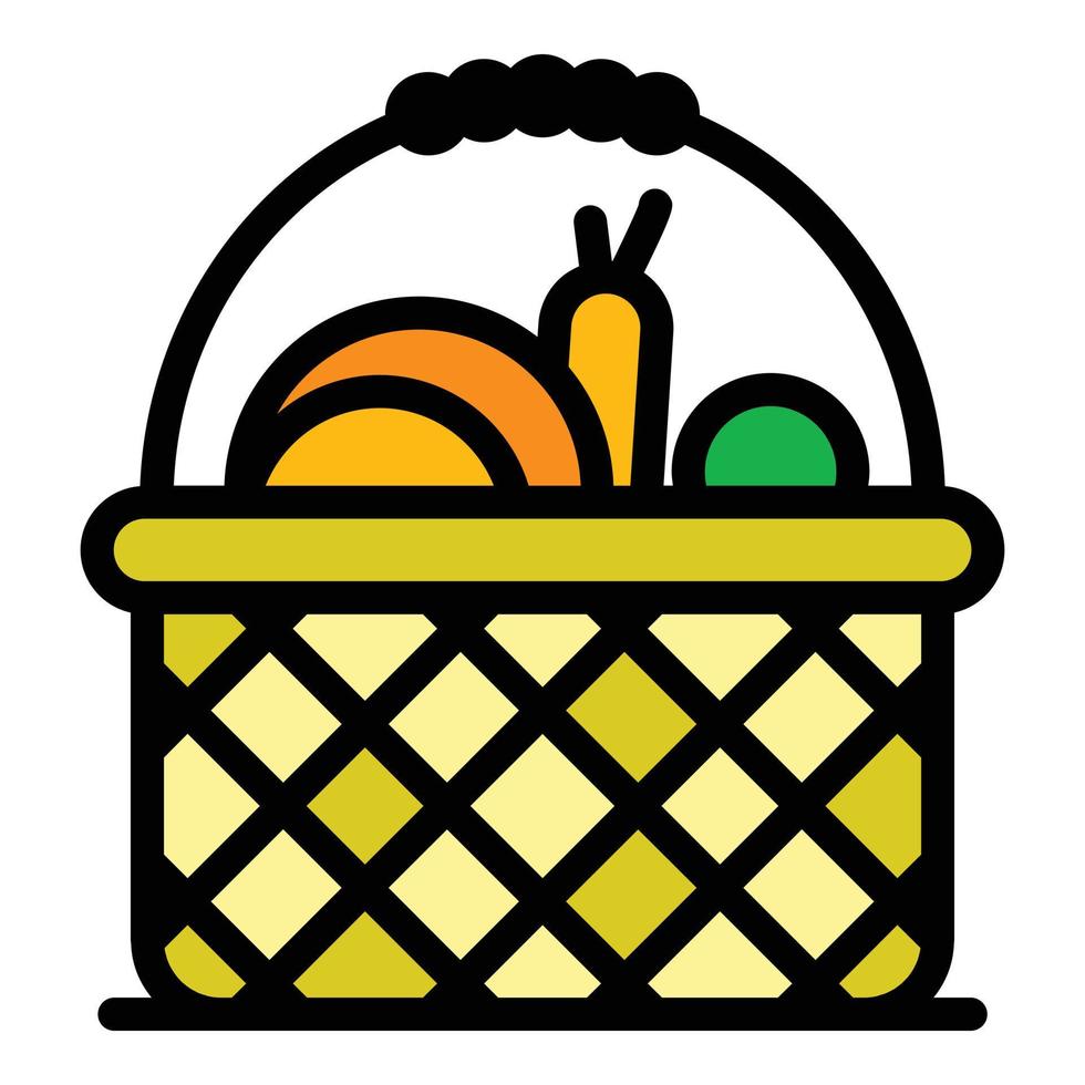 vector de contorno de color de icono de verduras de aldea