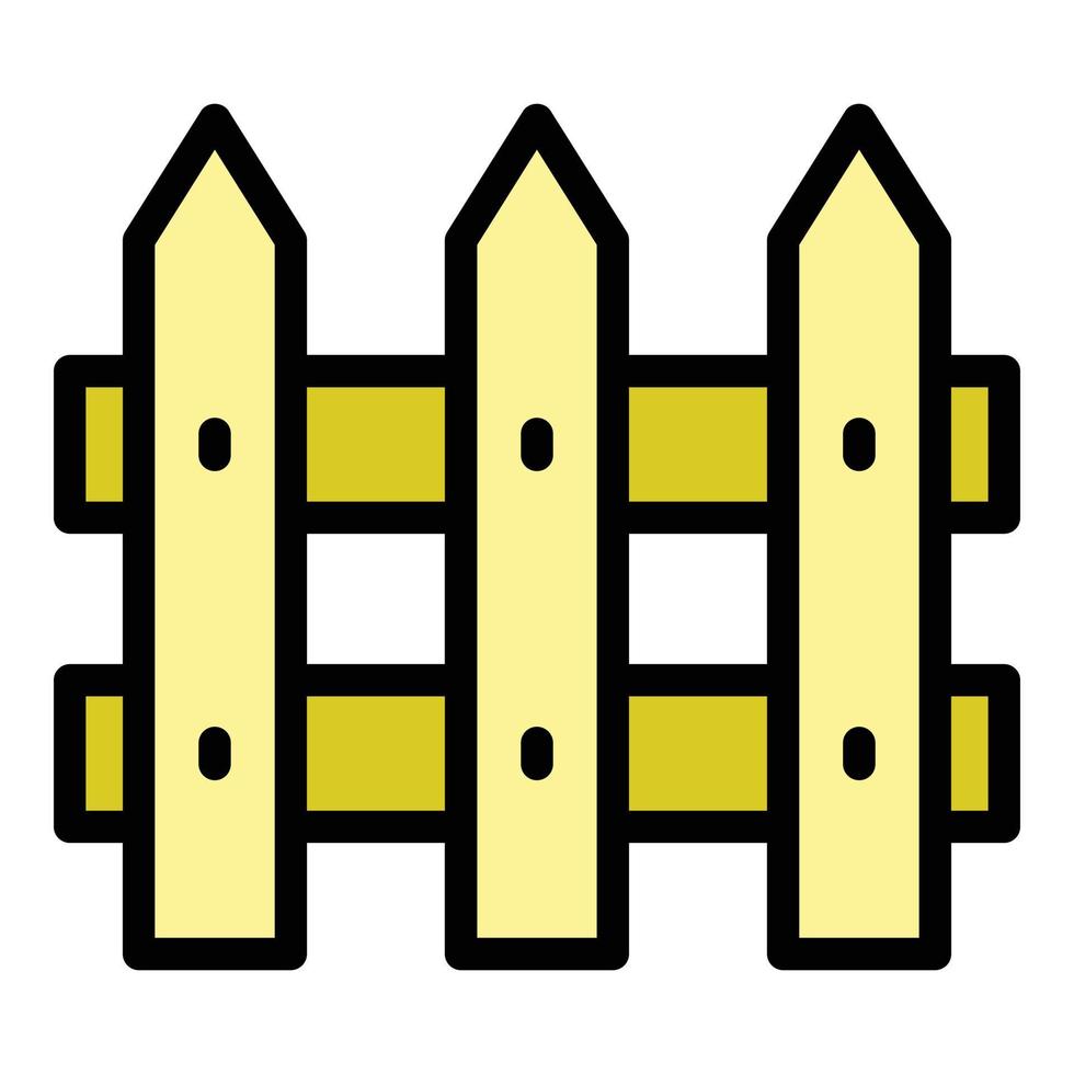 Fence wooden icon color outline vector
