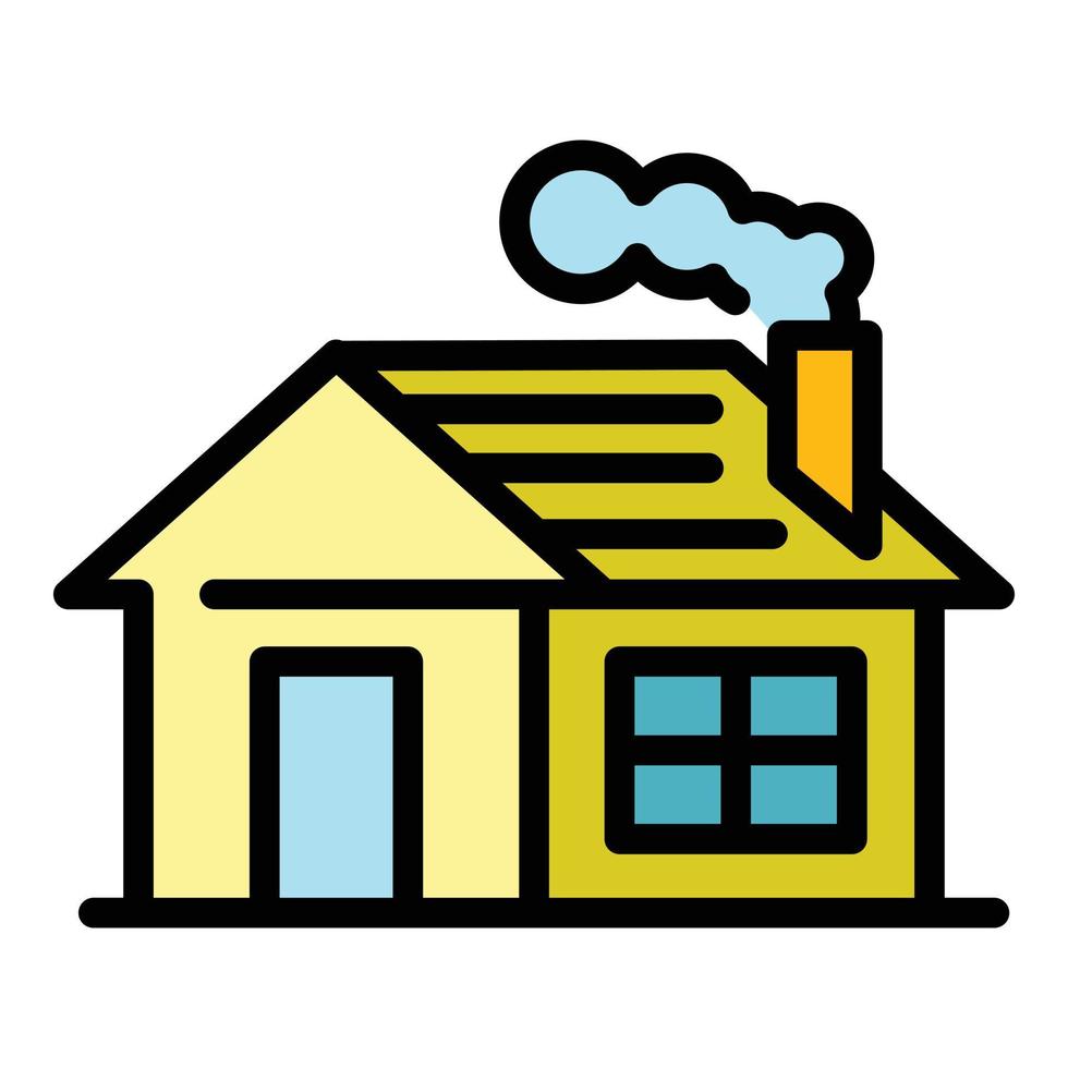 Village cottage icon color outline vector