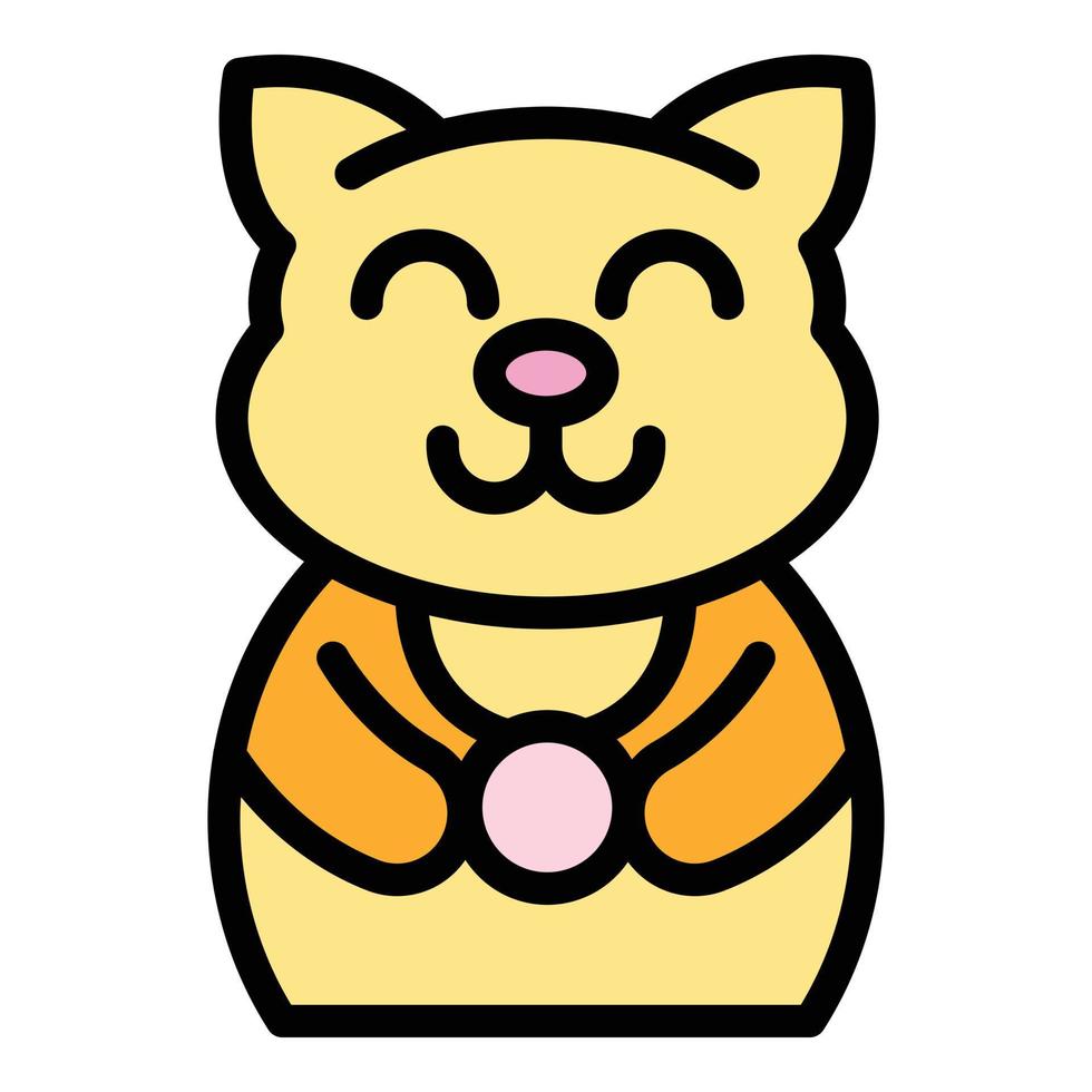 Lucky cat icon color outline vector