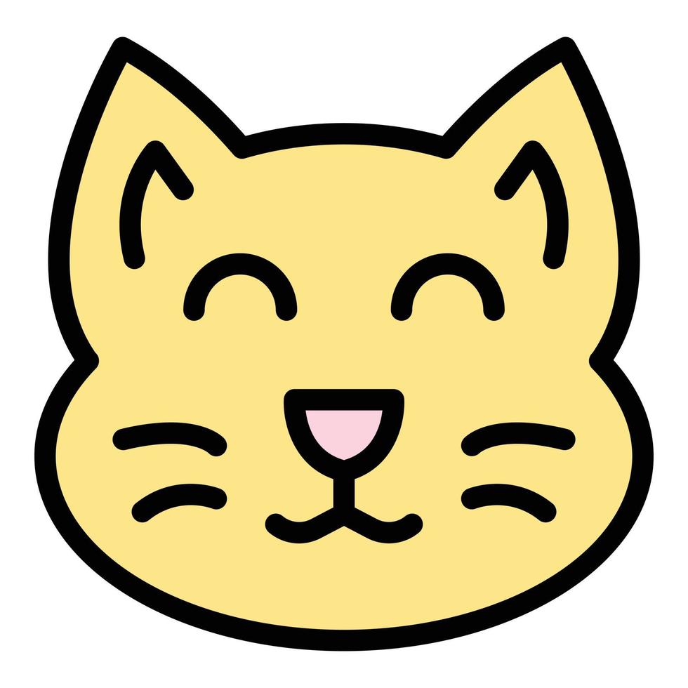 Happy cat figurine icon color outline vector