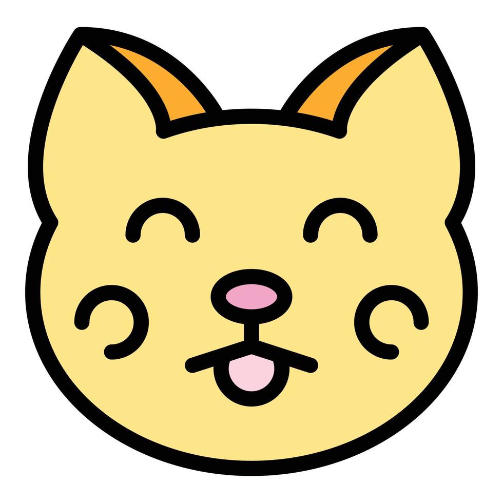 vector de contorno de color de icono de gato japonés lindo