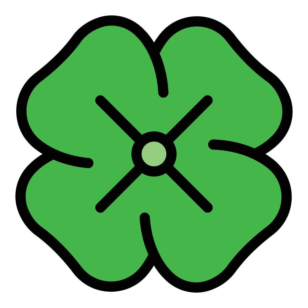 Clover luck icon color outline vector