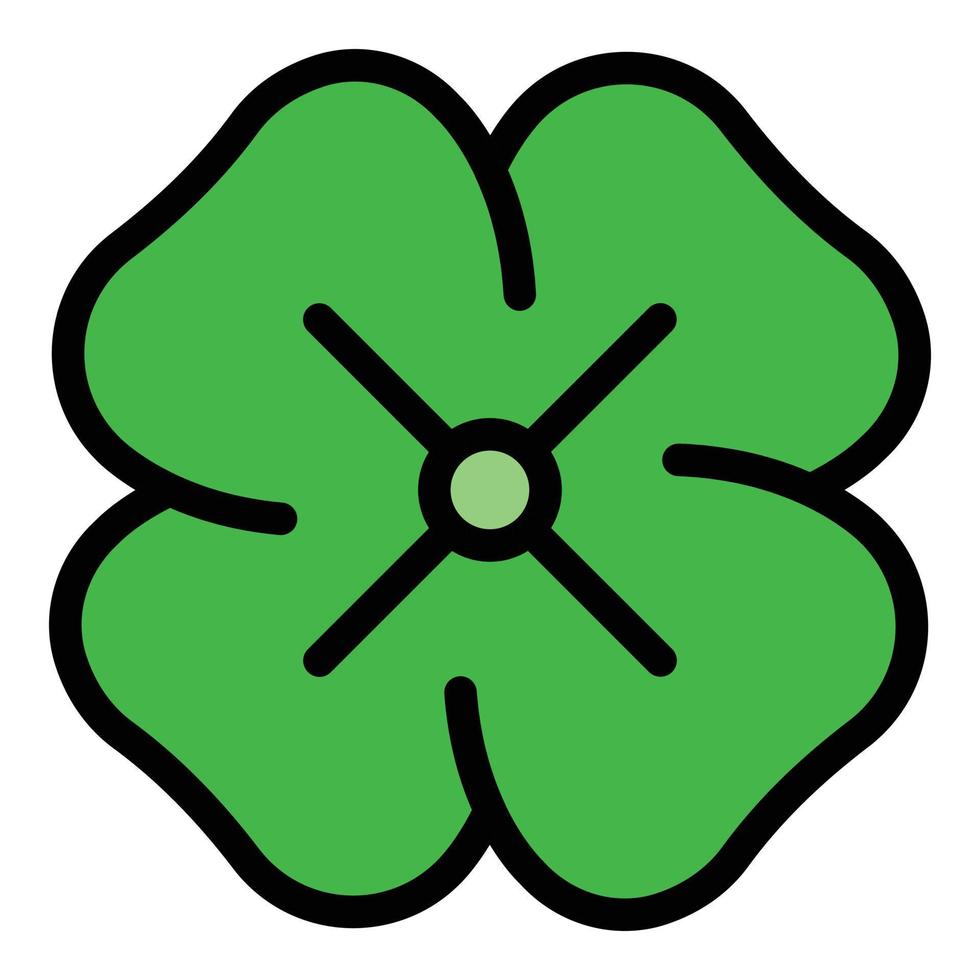 Clover luck icon color outline vector