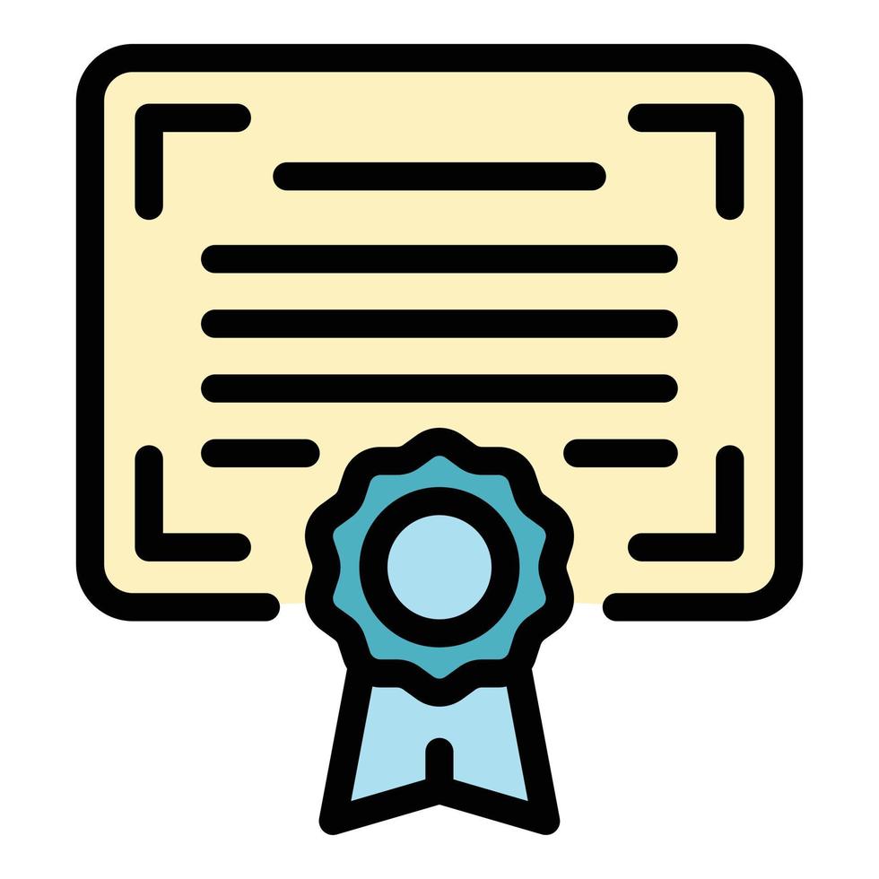 Degree certificate icon color outline vector