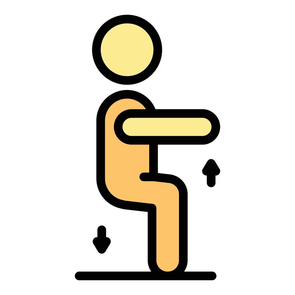 Physical rehabilitation sit down icon color outline vector