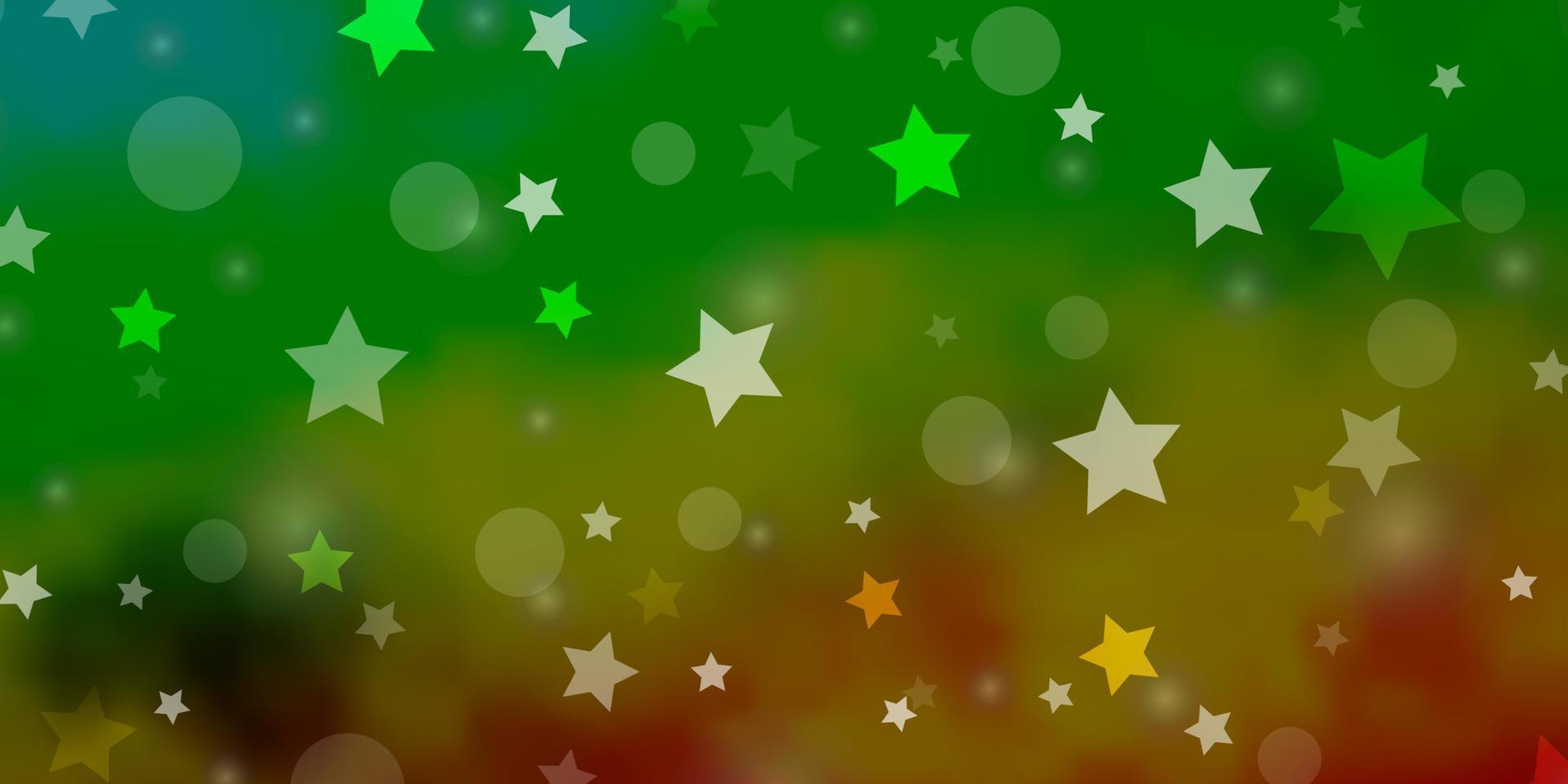Light Green, Yellow vector texture with circles, stars.