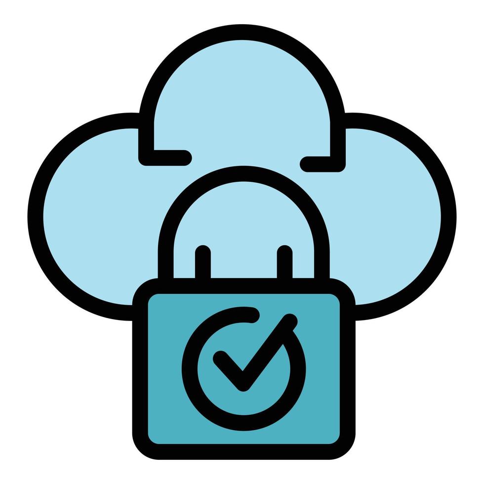 Database locked cloud icon color outline vector
