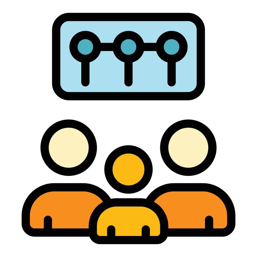 Customer database group icon color outline vector