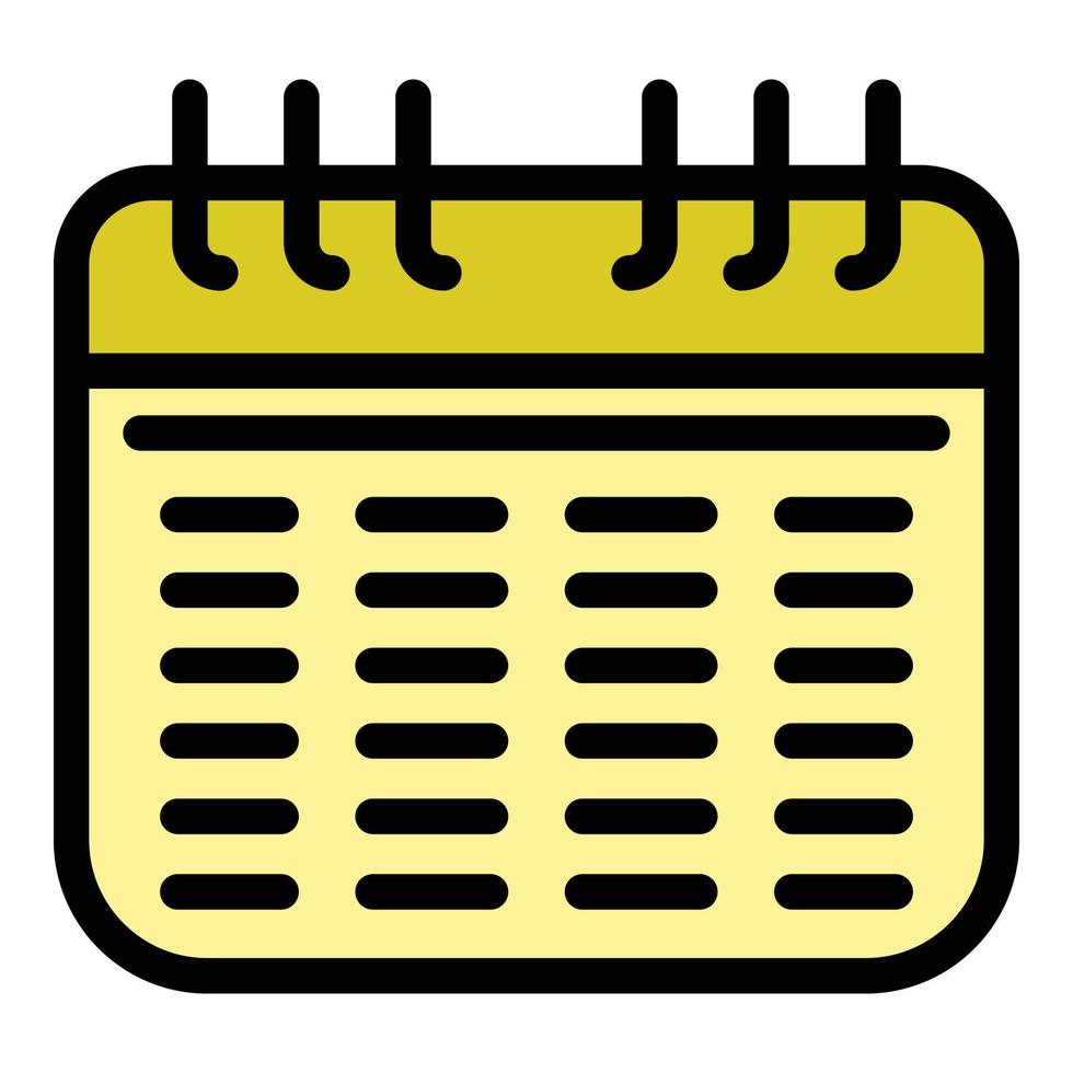 vector de contorno de color de icono de adelgazamiento de calendario