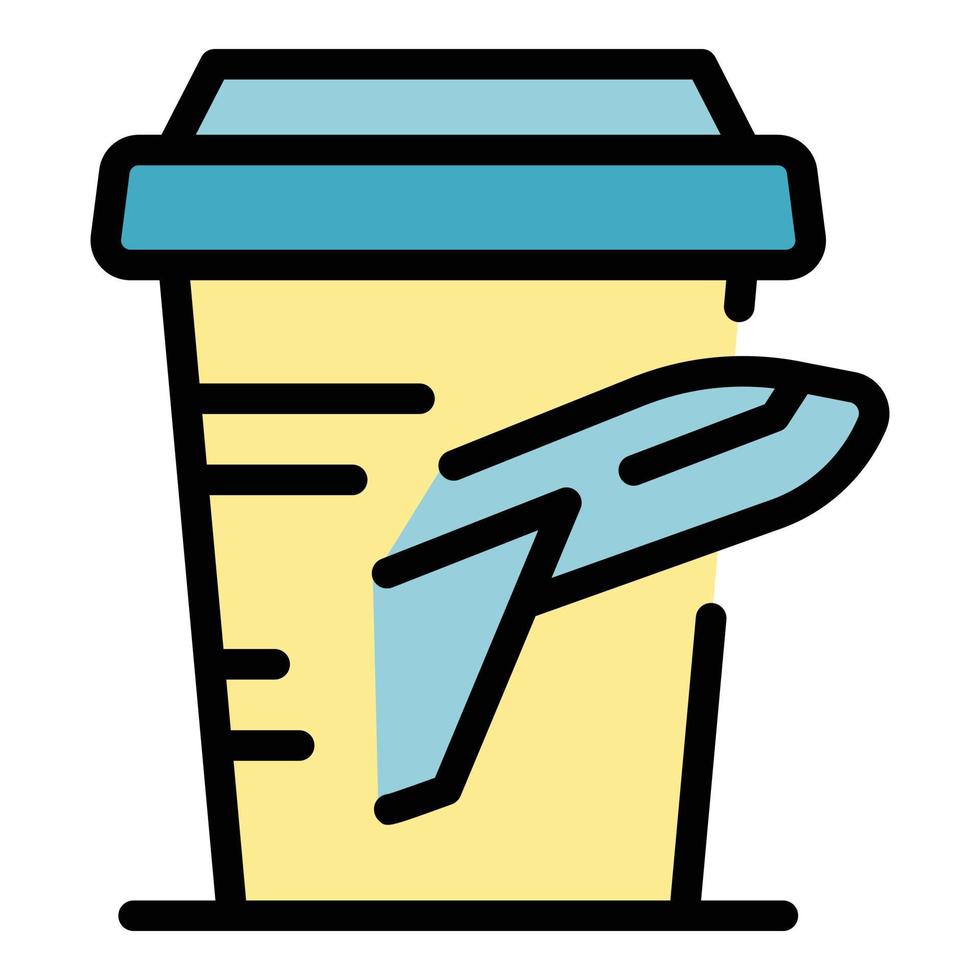 Plastic coffee plane icon color outline vector