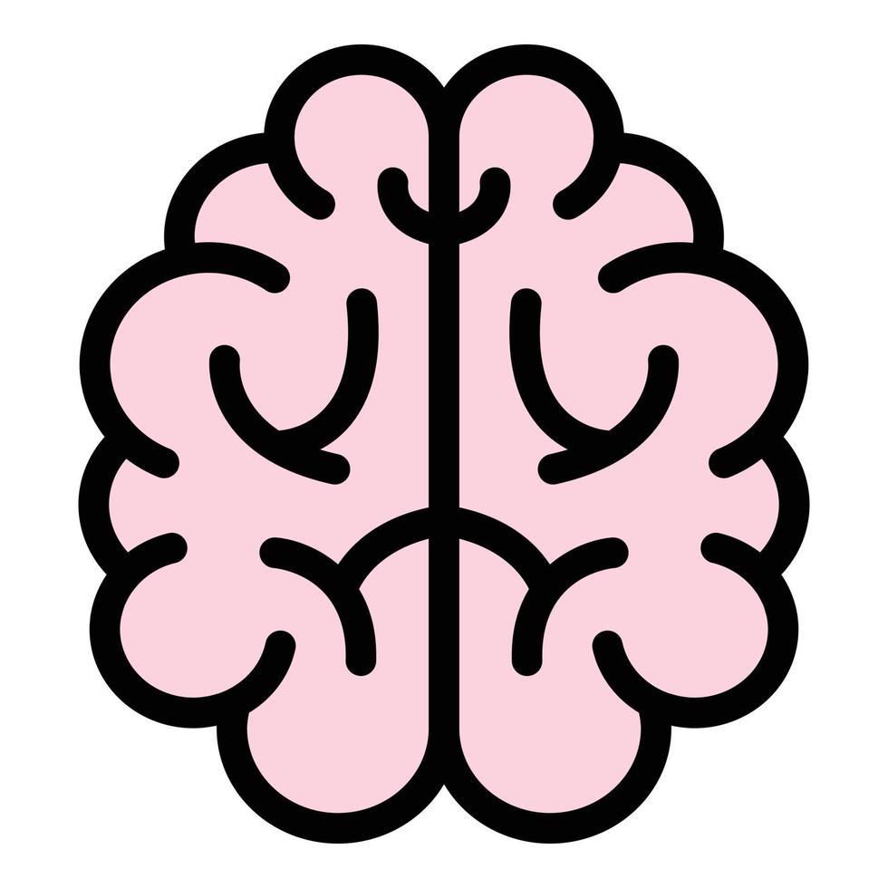 Brain circuit icon color outline vector