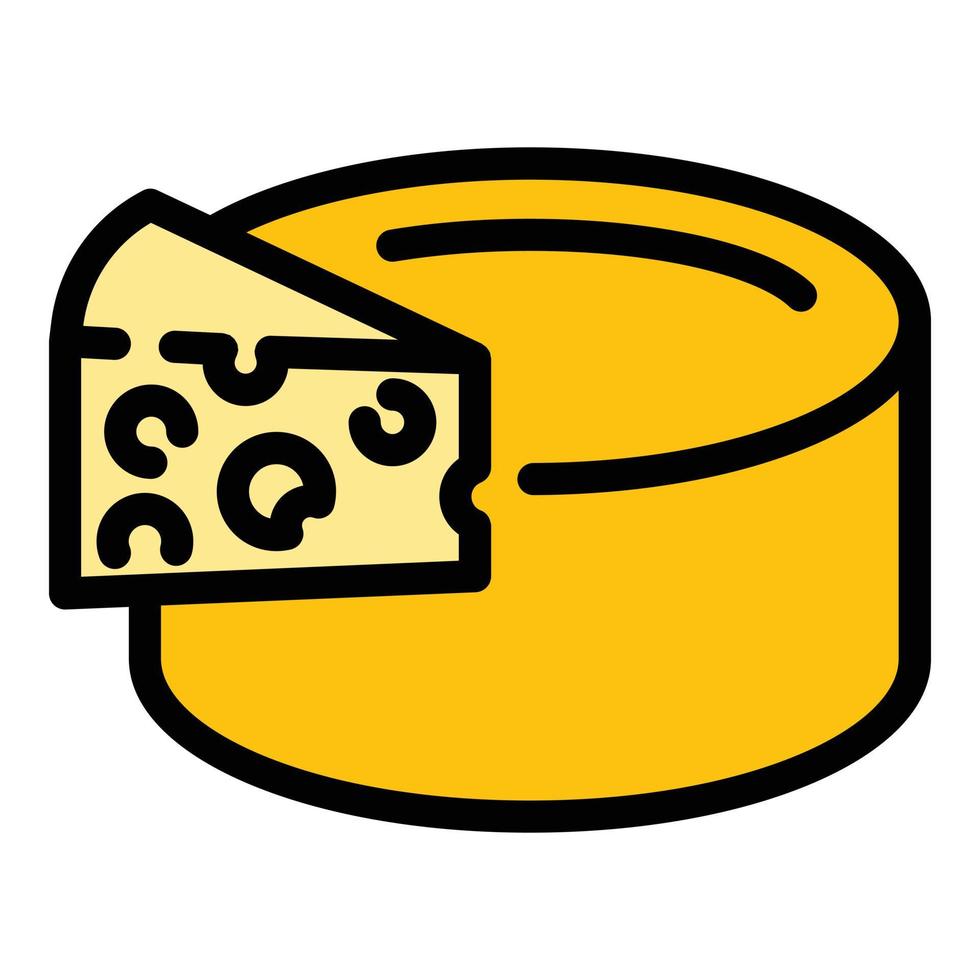 Dairy cheese roll icon color outline vector