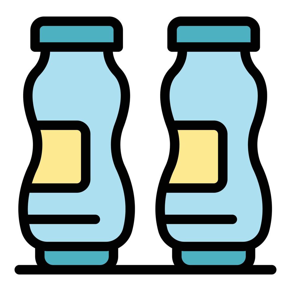 vector de contorno de color de icono de botellas de leche