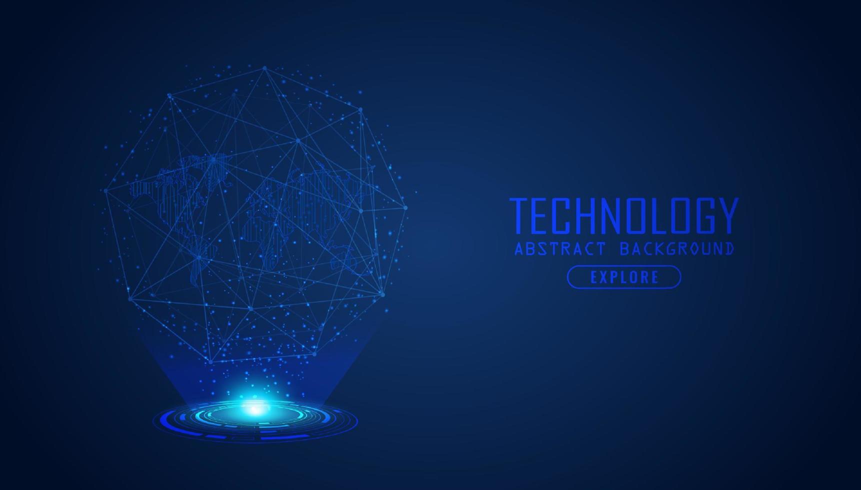 holograma de mapa del mundo moderno sobre fondo de tecnología vector