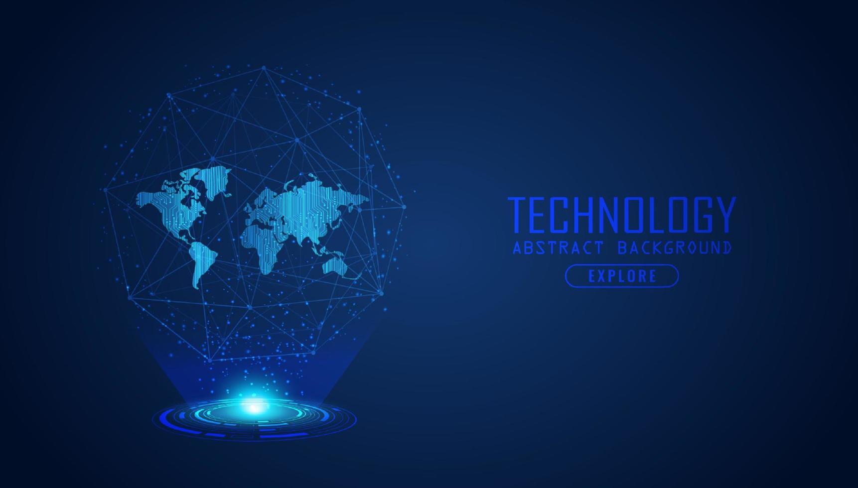 Modern World Map Holograph on Technology Background vector