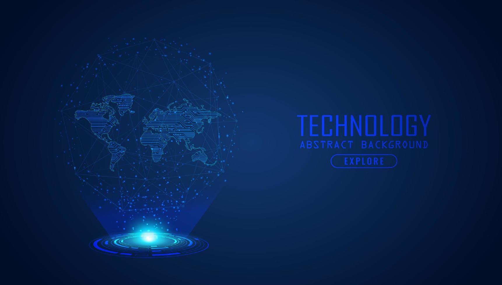 holograma de mapa del mundo moderno sobre fondo de tecnología vector