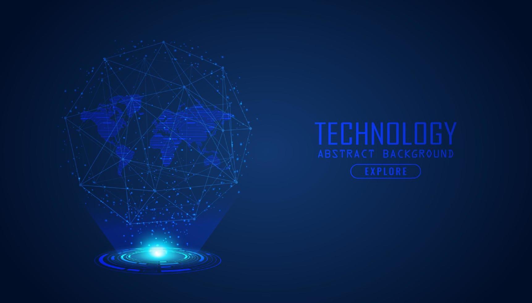 holograma de mapa del mundo moderno sobre fondo de tecnología vector