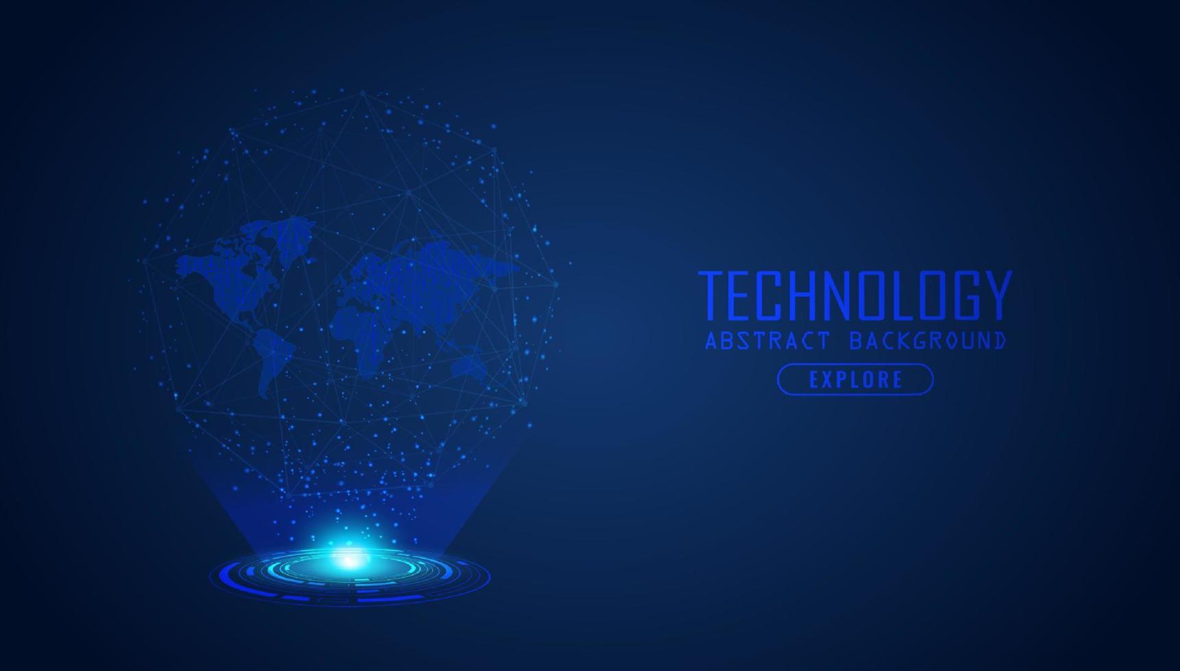 Modern World Map Holograph on Technology Background vector