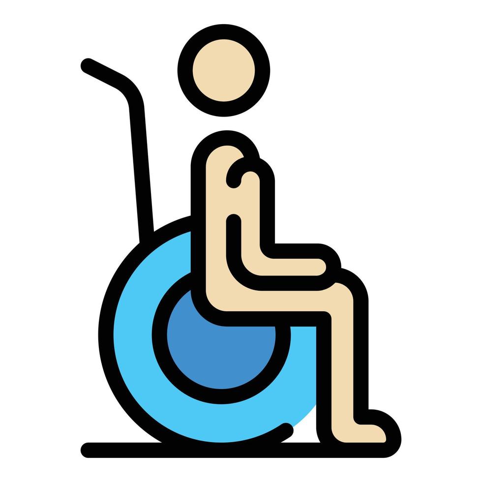 silla de ruedas wc icono color contorno vector