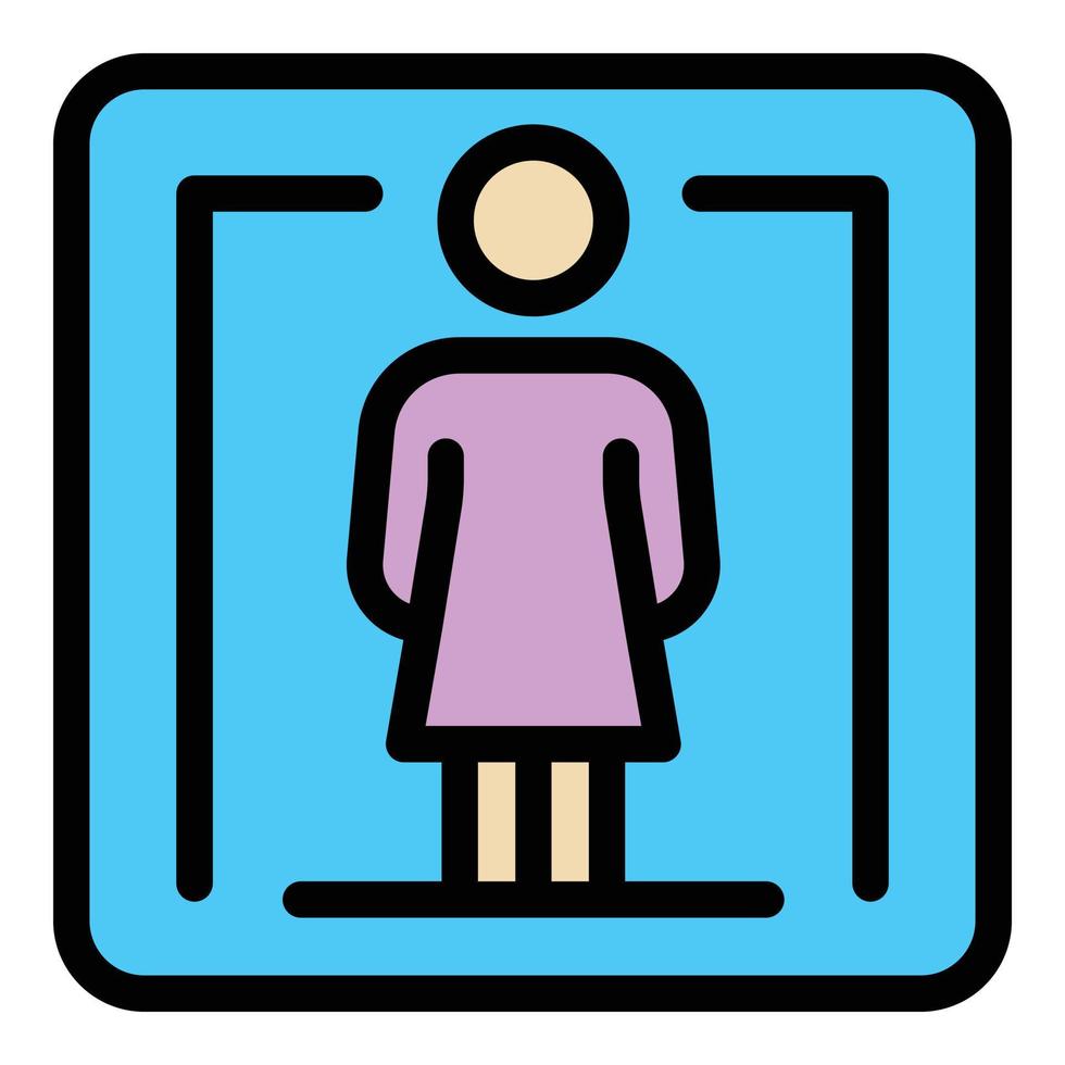 Woman toilet sign icon color outline vector