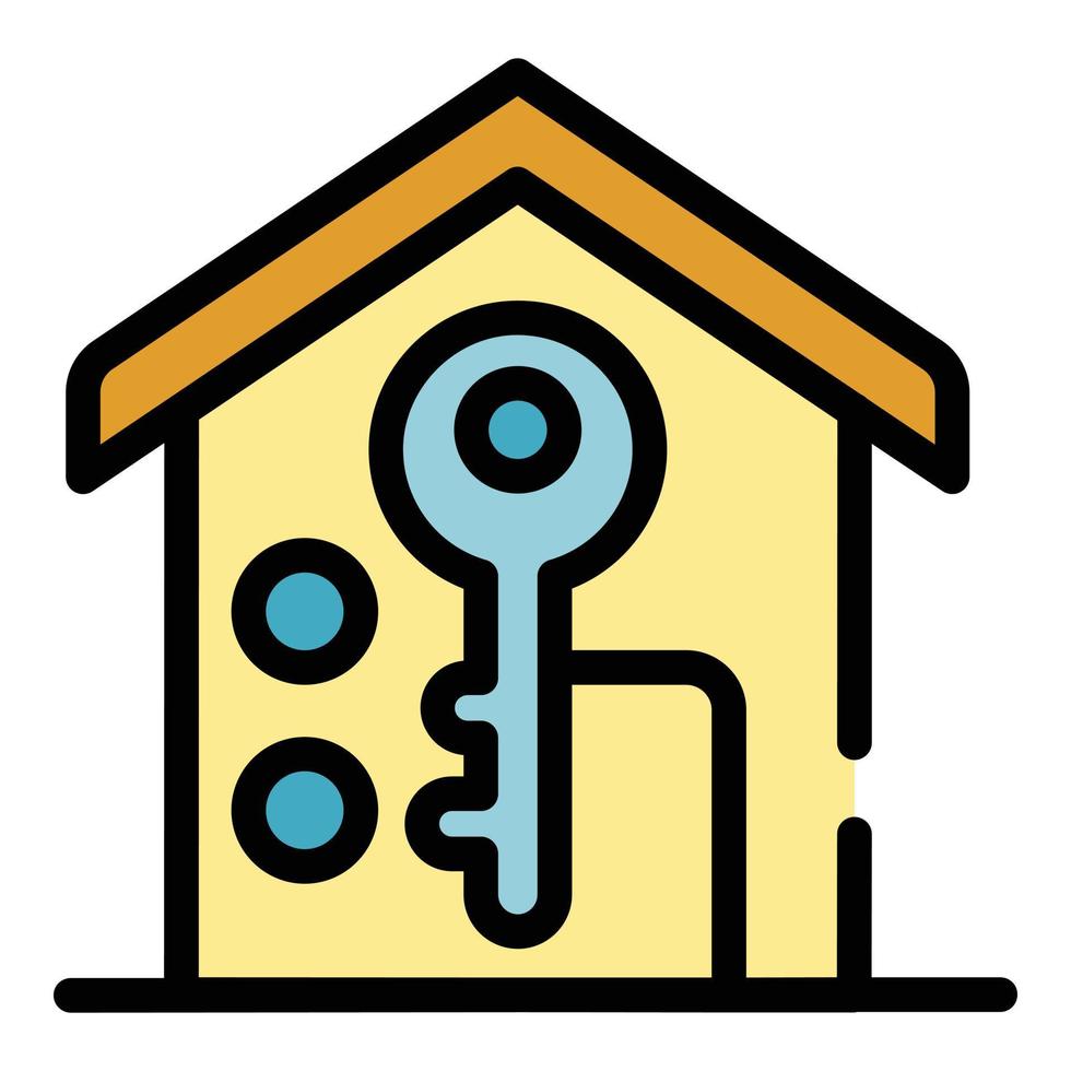 House secured lock icon color outline vector