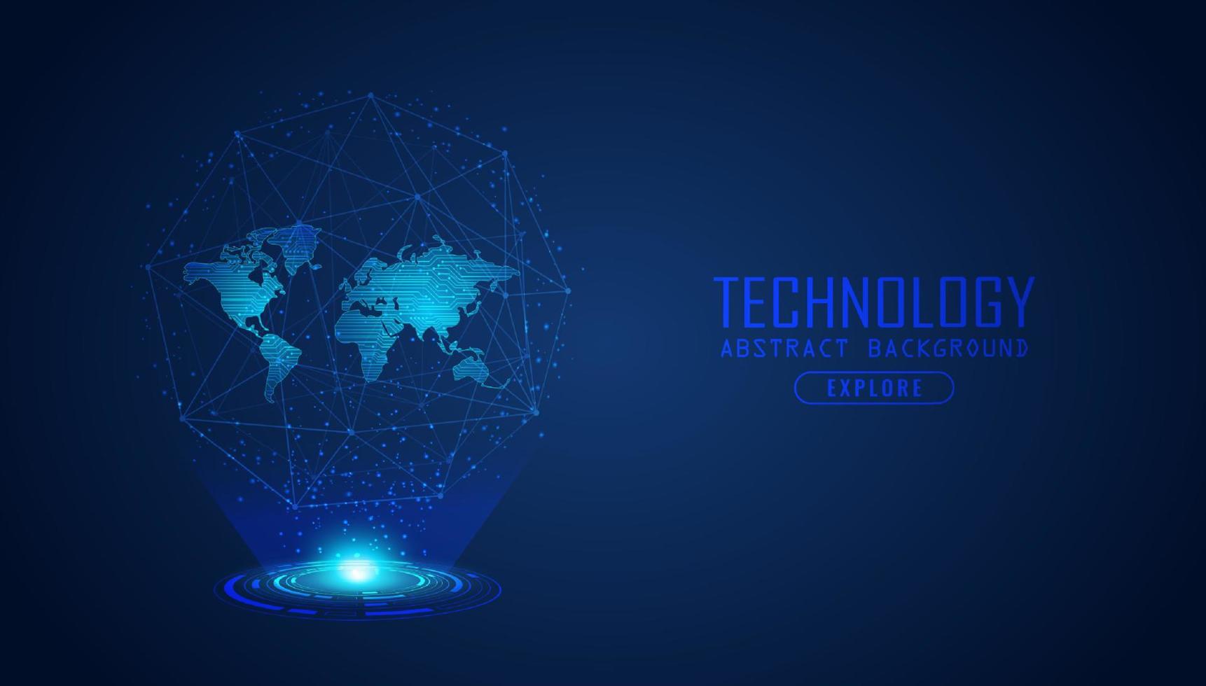 Modern World Map Holograph on Technology Background vector