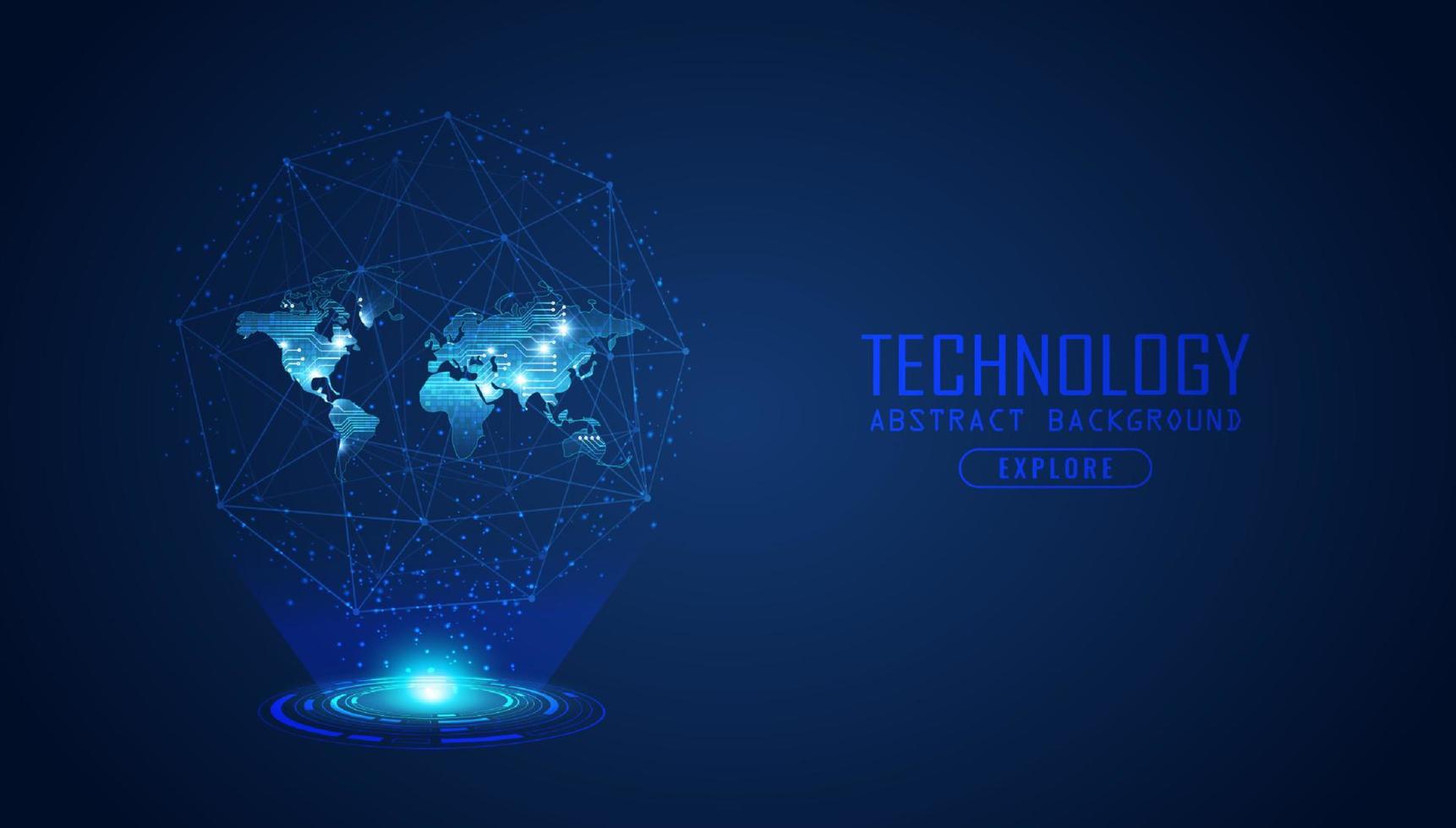 Modern World Map Holograph on Technology Background vector