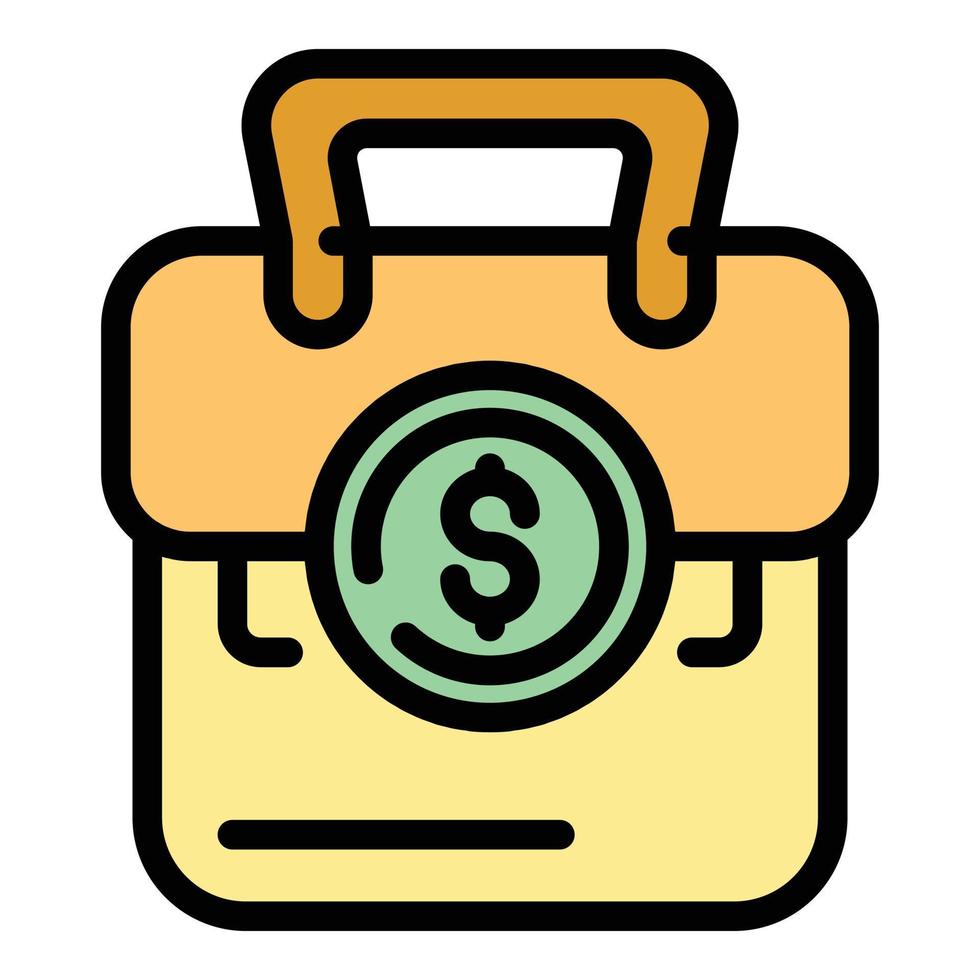 Dollar briefcase icon color outline vector