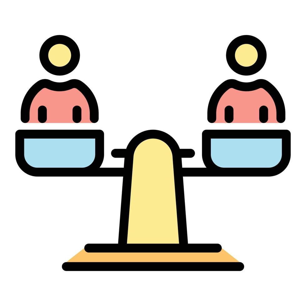 Scale and people icon color outline vector