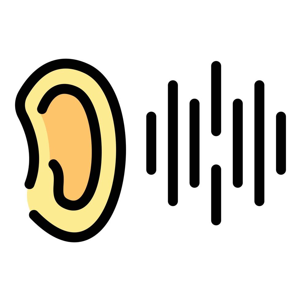 Ear voice recognition icon color outline vector