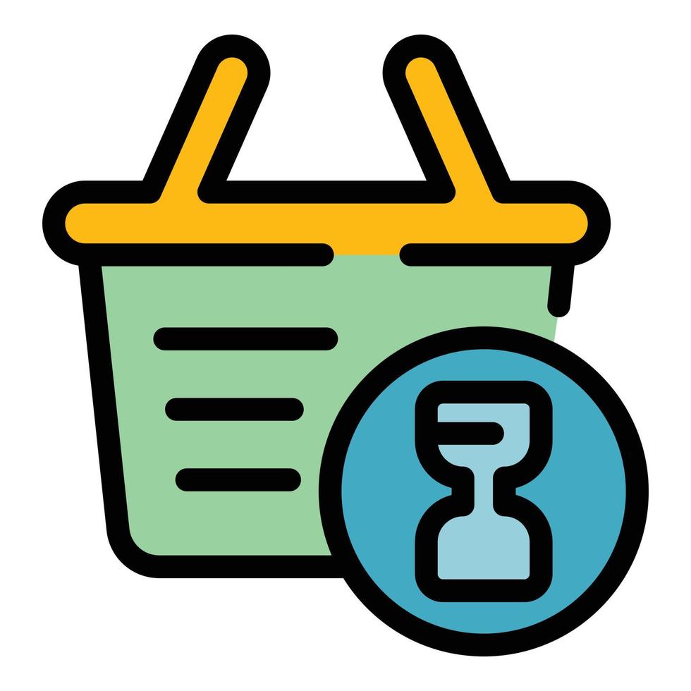 Shop basket timer icon color outline vector