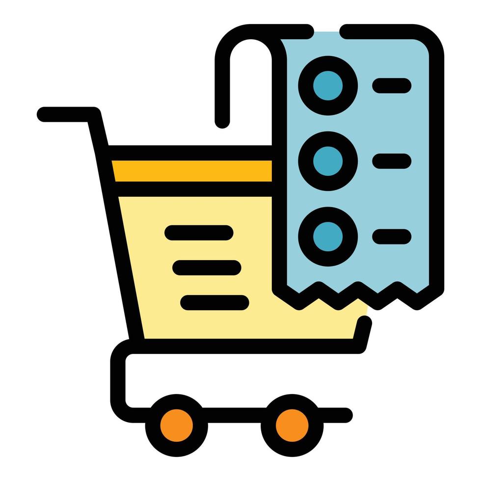 Shop cart bill icon color outline vector