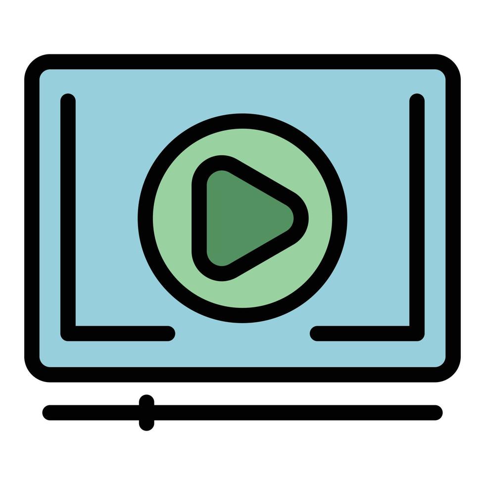 Video play icon color outline vector