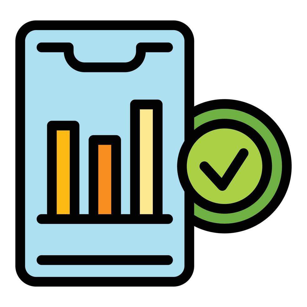 Market position graph icon color outline vector