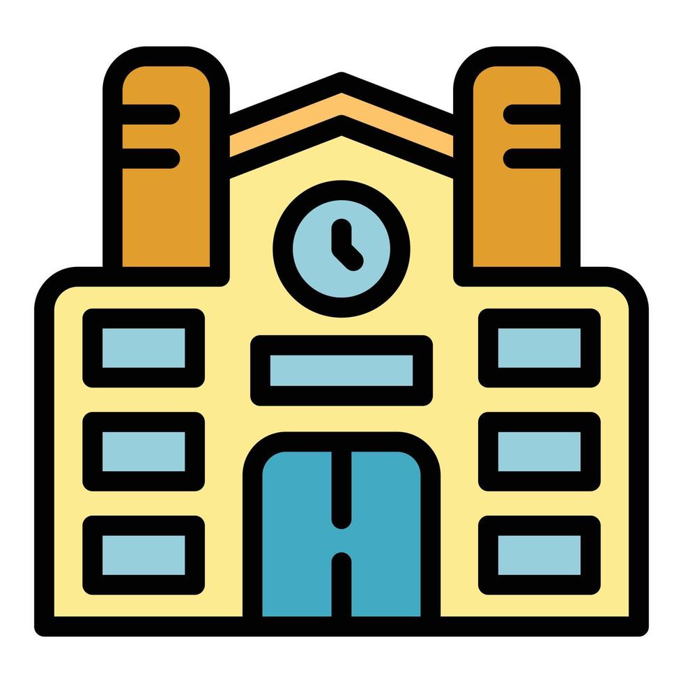 Train station building icon color outline vector