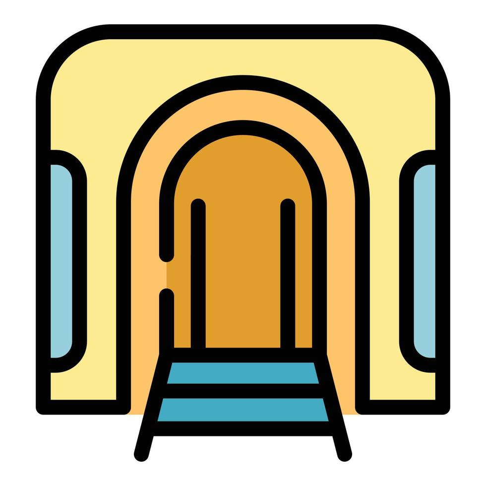 vector de contorno de color de icono de túnel de tren