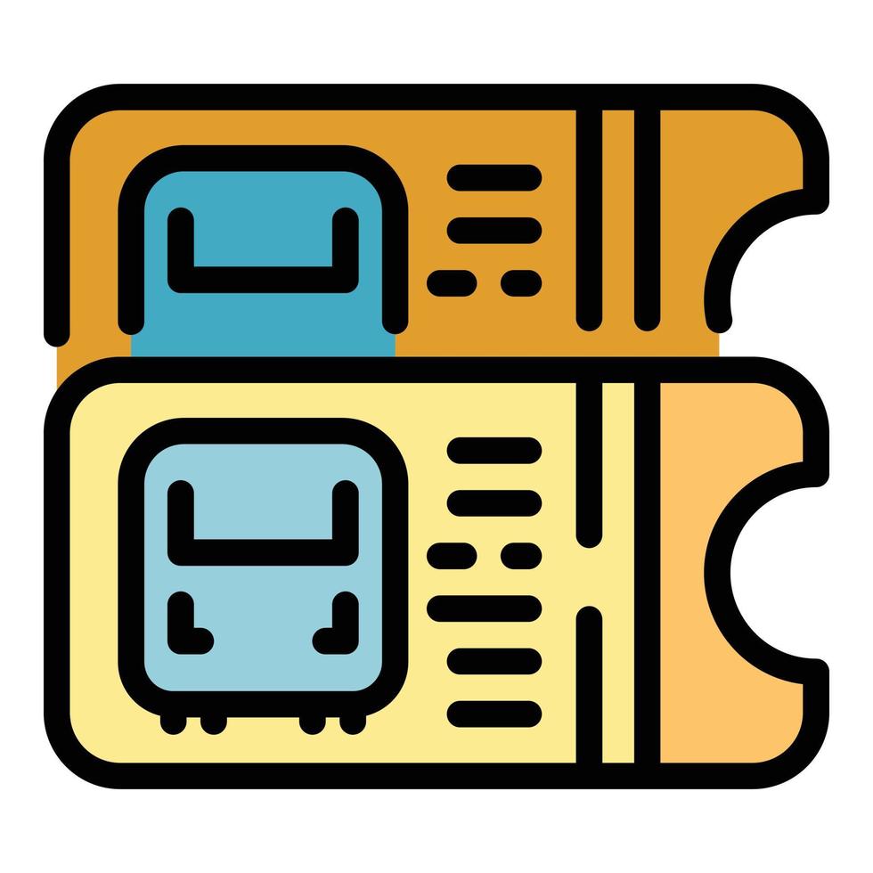 Train tickets icon color outline vector