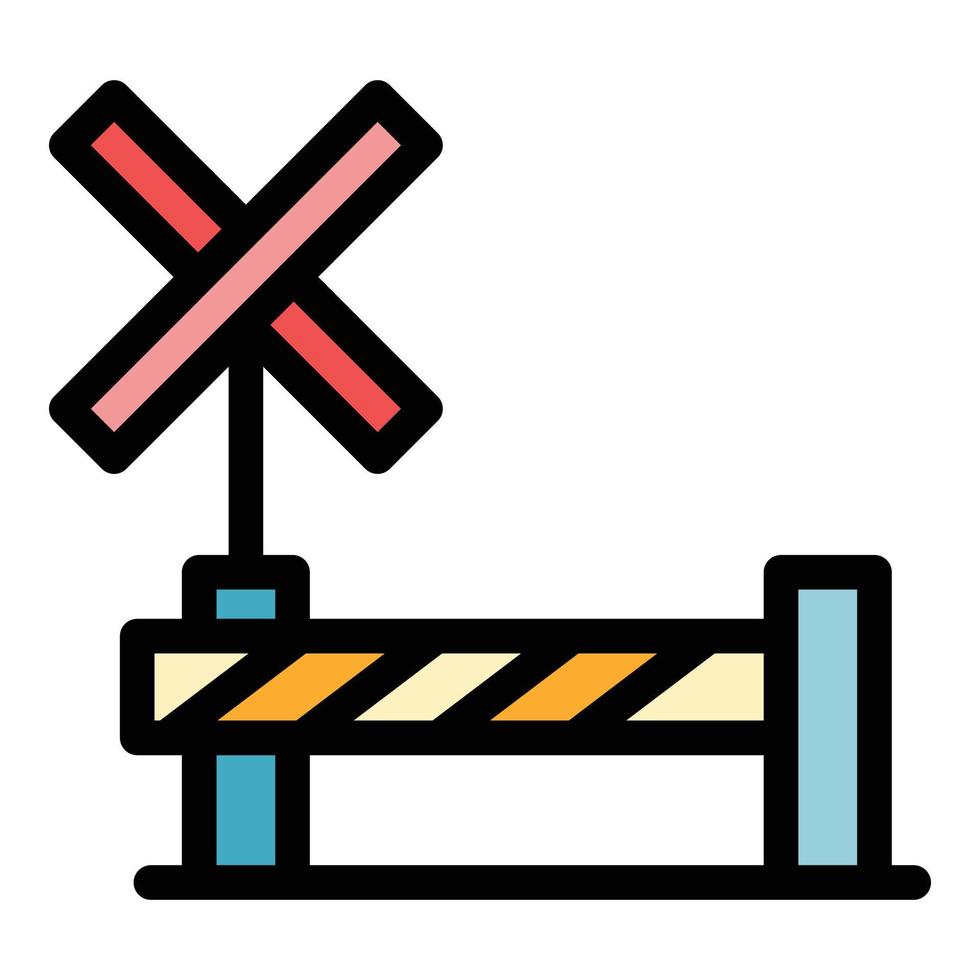 vector de contorno de color de icono de barrera de ferrocarril