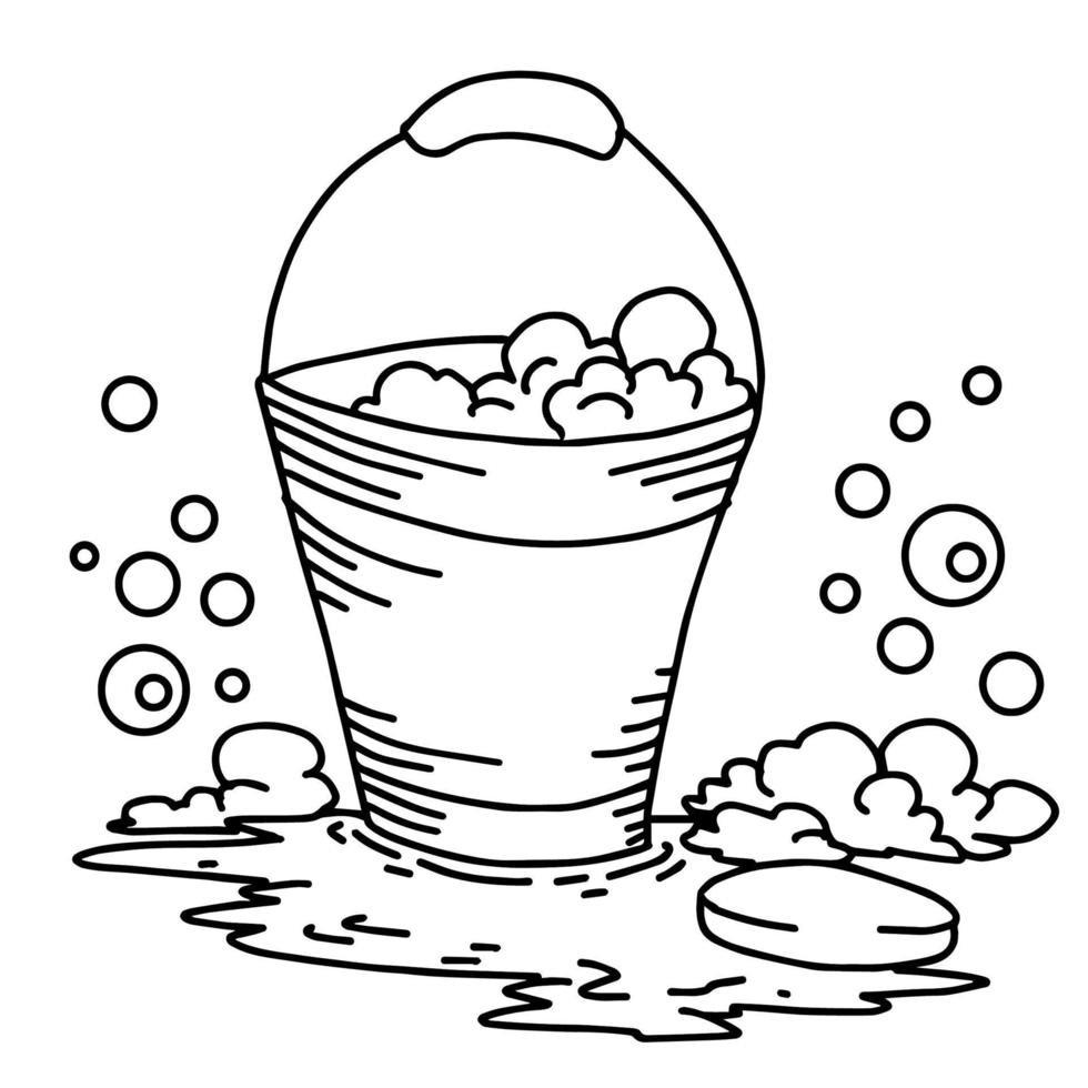 design illustration outline bucket washing icon vector