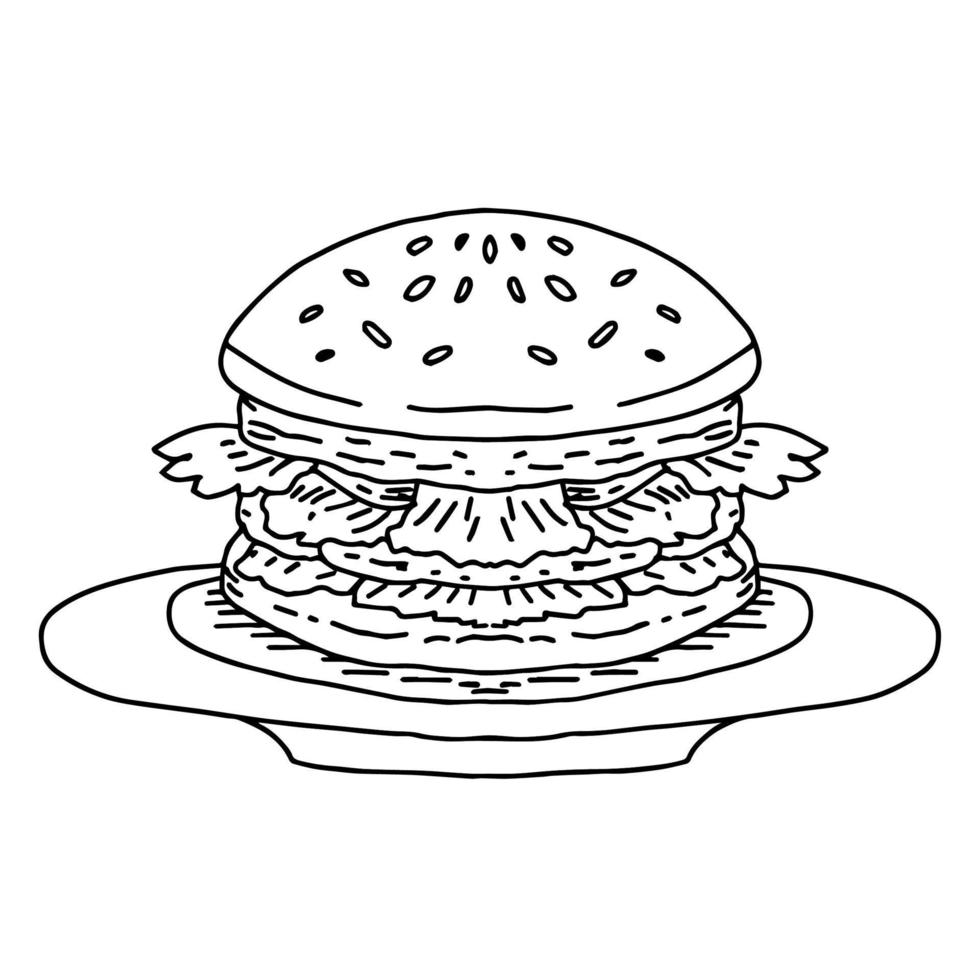 design illustration outline humburger icon vector