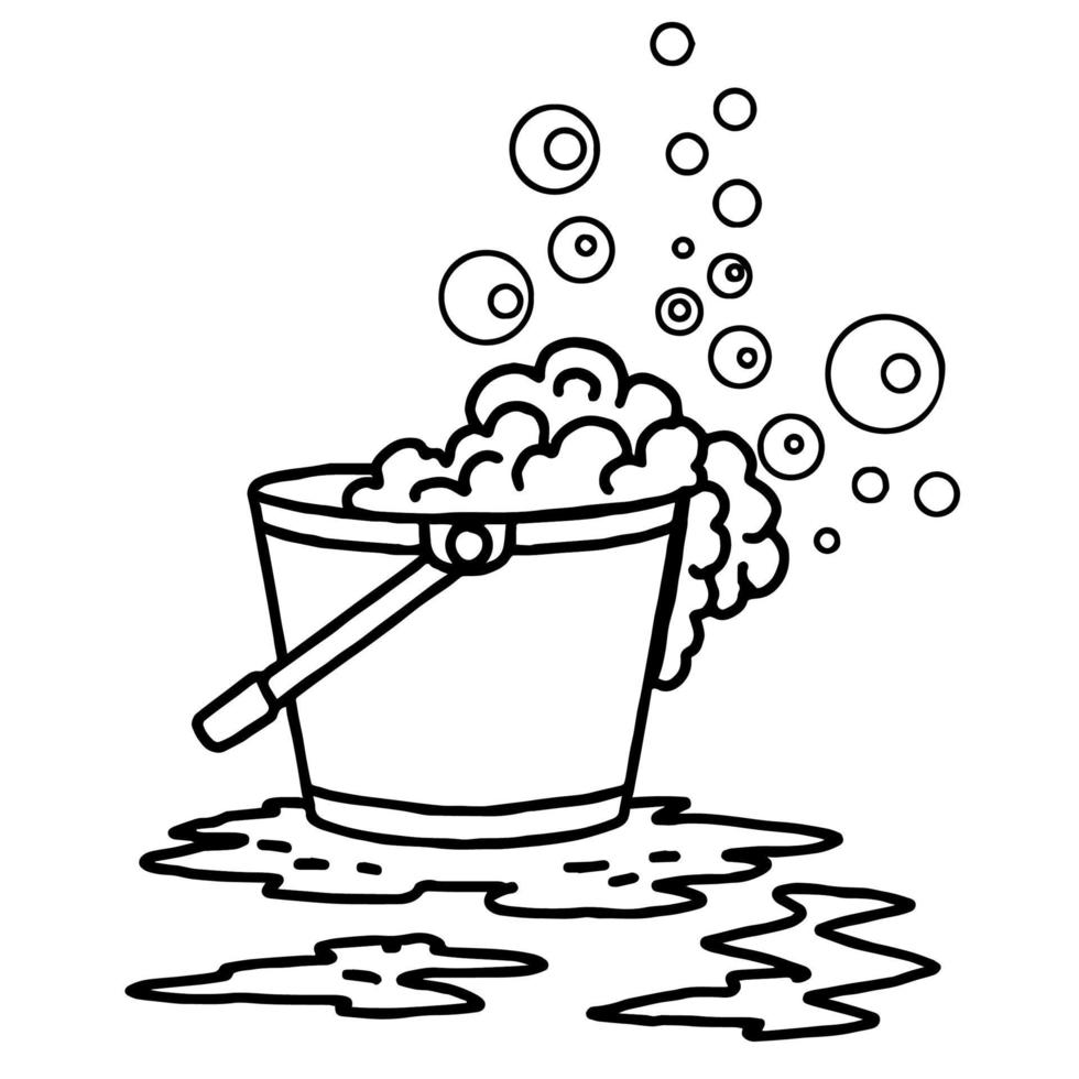 design illustration outline bucket washing icon vector