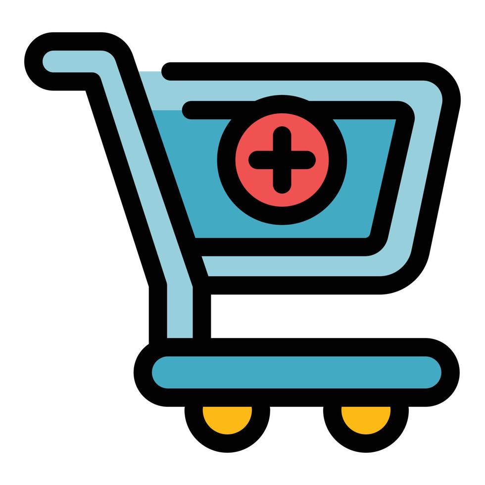 Online shop cart icon color outline vector