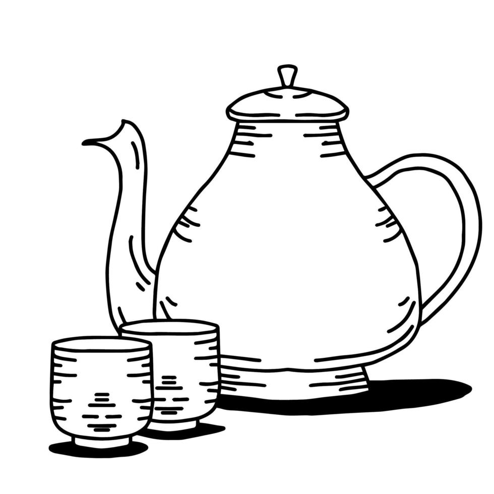 design illustration outline teapot icon vector