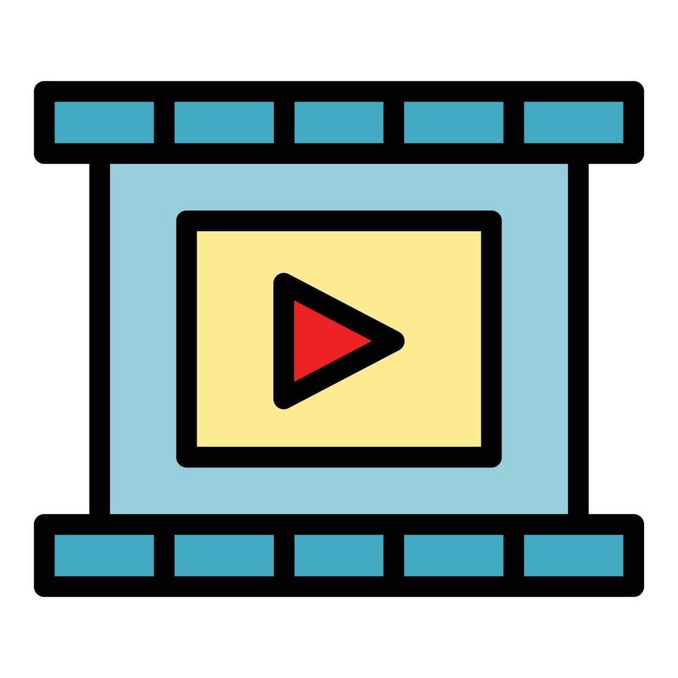 Trim video clip icon color outline vector