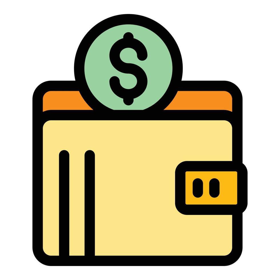 Wallet money icon color outline vector