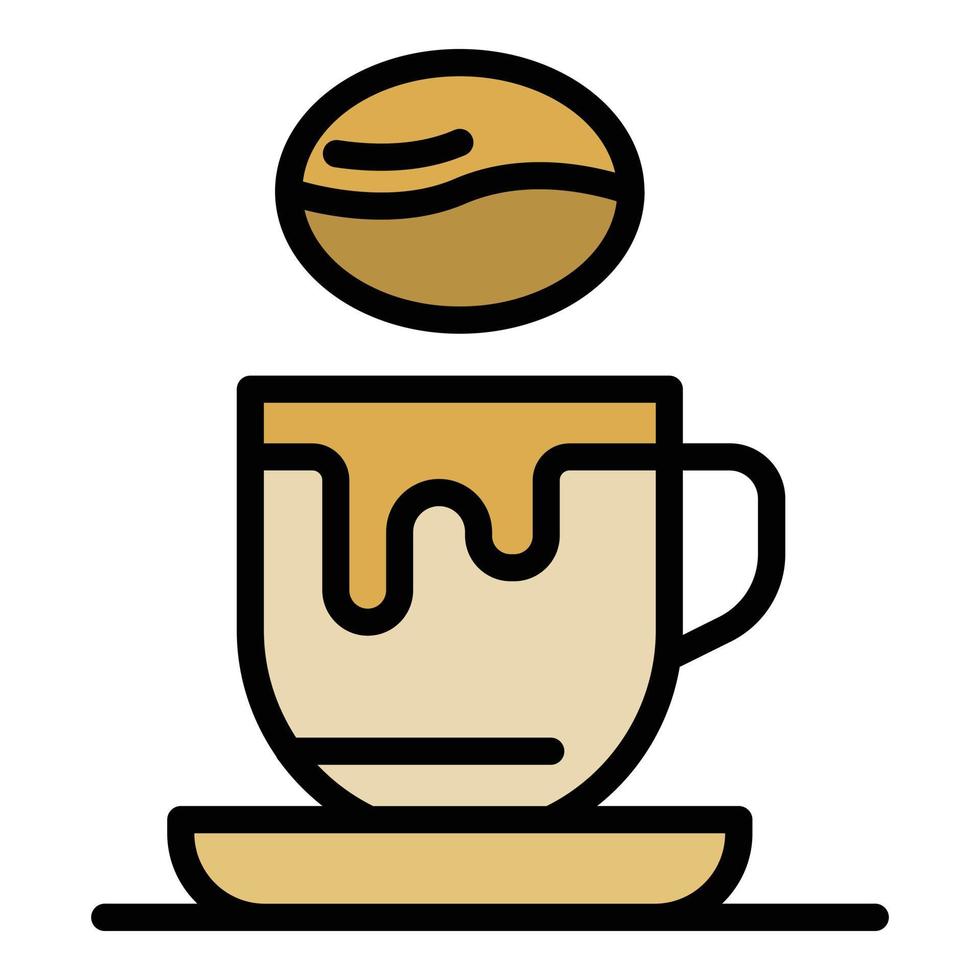 Cup of coffee and bean icon color outline vector