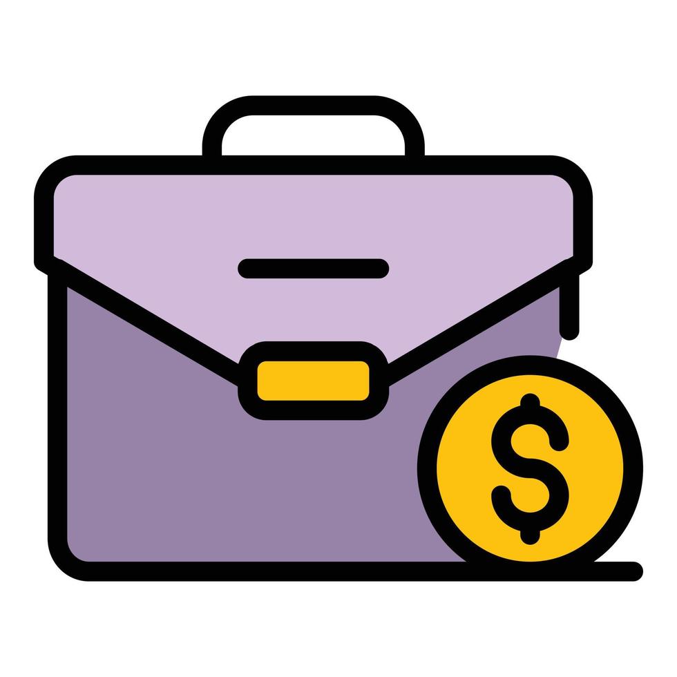 Suitcase with money icon color outline vector