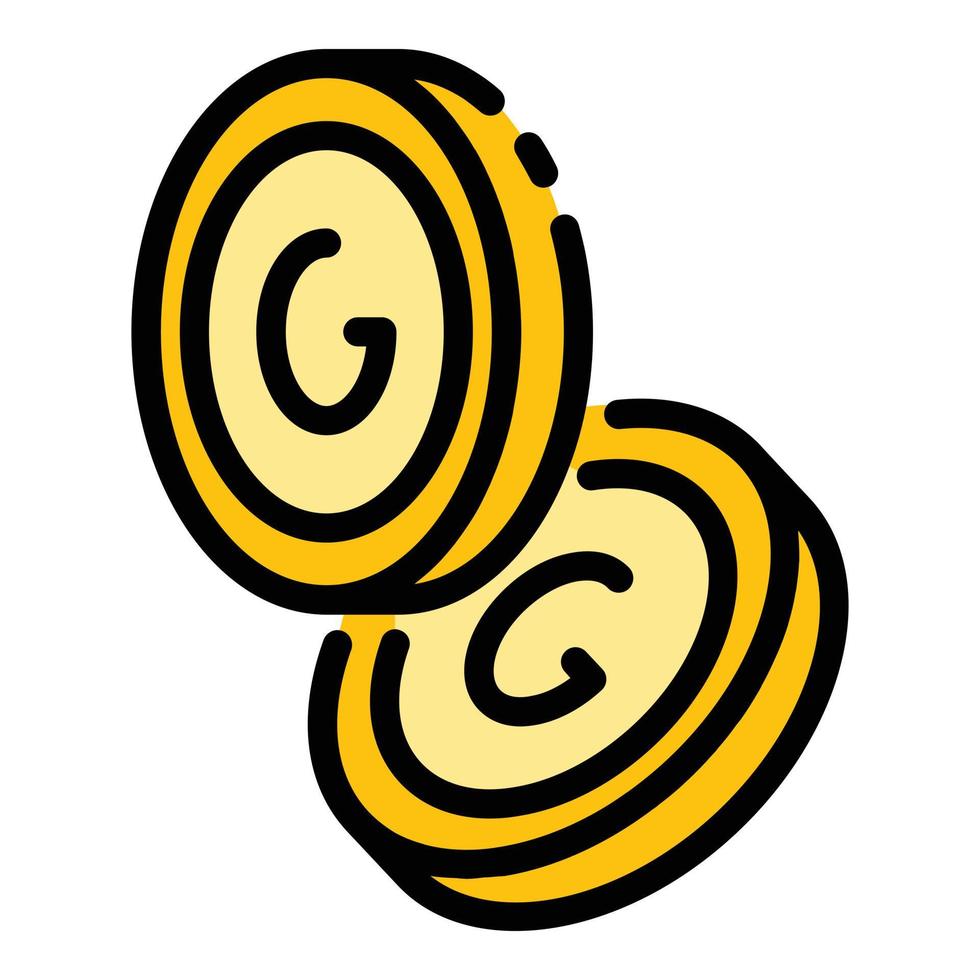 Two gold coins icon color outline vector