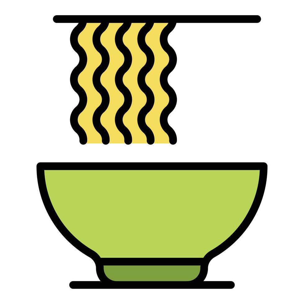 vector de contorno de color de icono de ramen de sopa